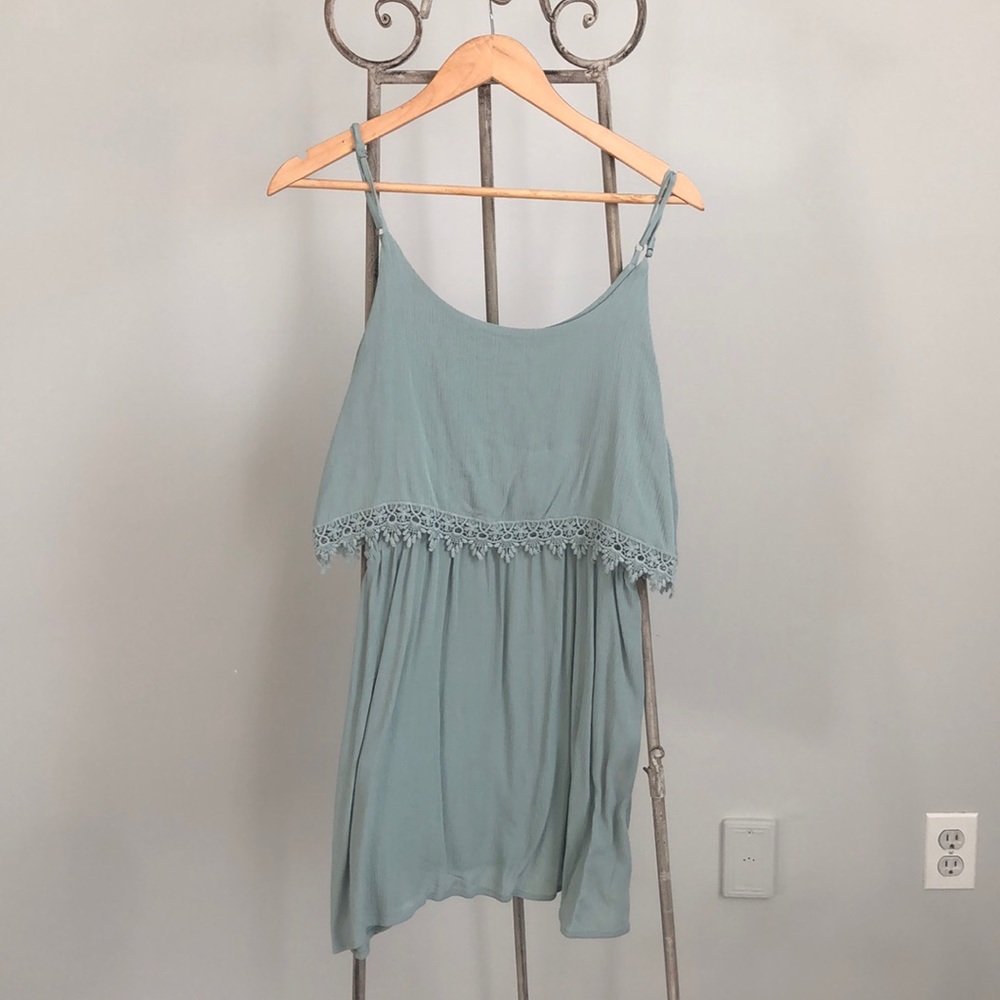 Forever 21 Teal Dress w/ Lace Trim Detail - Size M